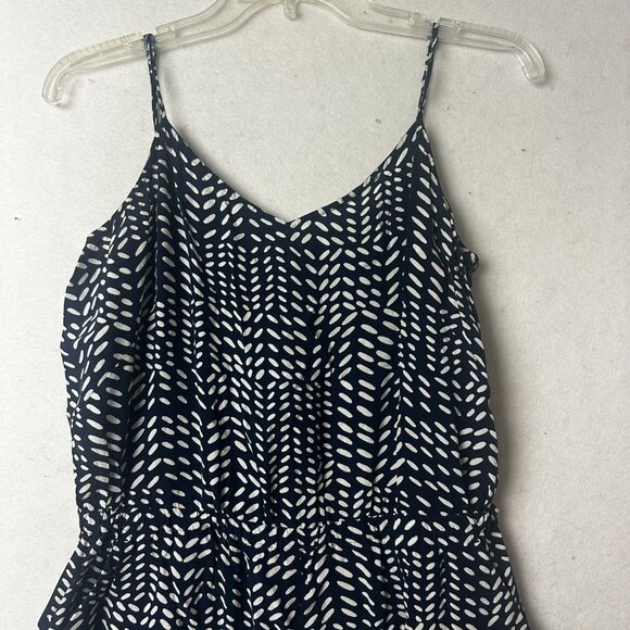 LOFT jumpsuit Women’s S Blue & White  Pockets Adjustable Straps elastic waist - Picture 2 of 8